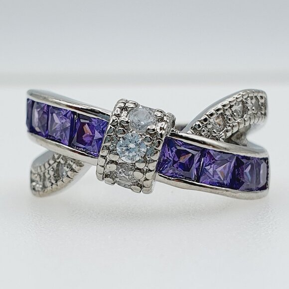 😍ALL OFFER's ACCEPTED💯 SEND OFFER NOW‼️ Jewelry - 🔥New 💜Purple Diamond CZ💎 925 Silver Plated Punk Party Cocktail Ring, GPMB1401